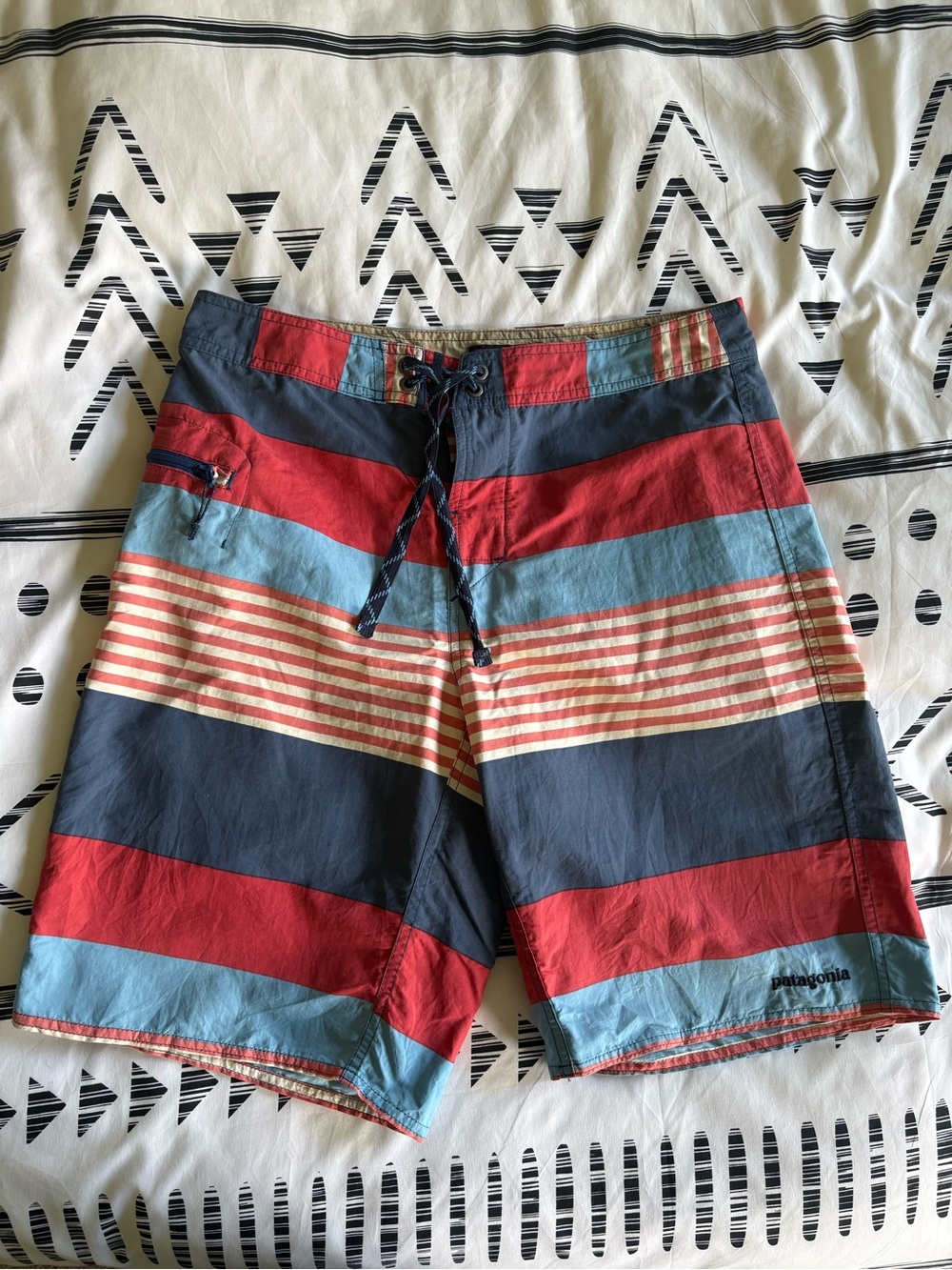 Patagonia Men's Red, Blue& White Striped Swim Trunks